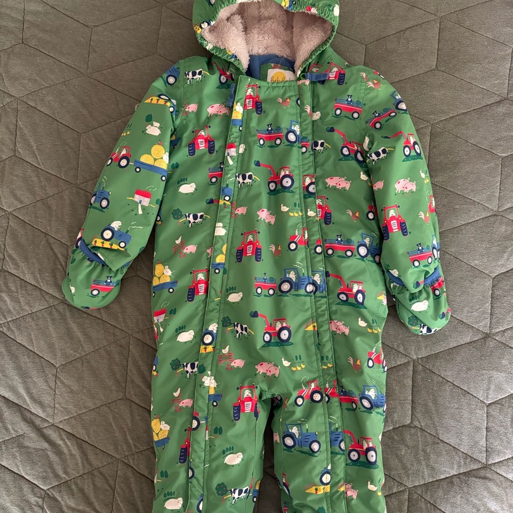 Baby Boden Green Tractor Snowsuit